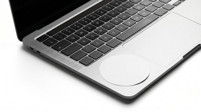 Blank Round White Sticker Pad Mockup on Modern Laptop Isolated