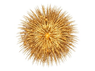Obraz premium A golden firework explodes in a dazzling display, creating a starburst effect. The bright light radiates outwards, illuminating the dark sky