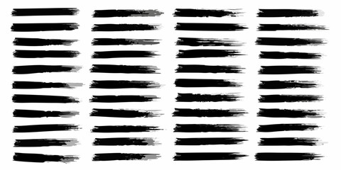 Naklejka premium Collection Of Horizontal Black Brush Strokes Vector Illustration