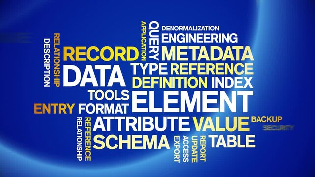 Data Element animated word cloud-text design animation tag kinetic typography seamless loop.