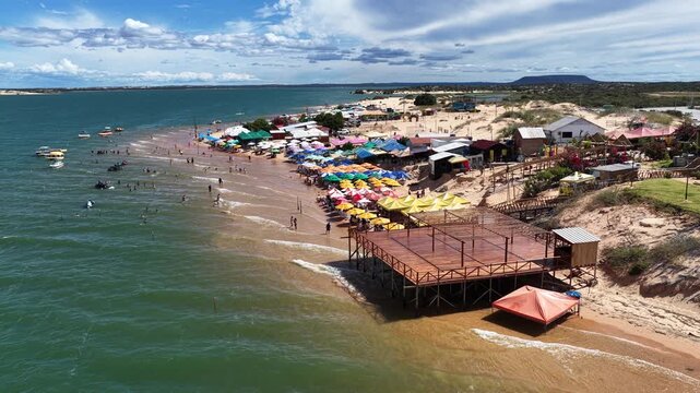Beach Village In Casa Nova Bahia Brazil. Sand Dunes And Lagoons Forming During The Rainy Season. Coast Sky Clouds Seaside Summertime. Coast International Travel. Casa Nova Bahia.