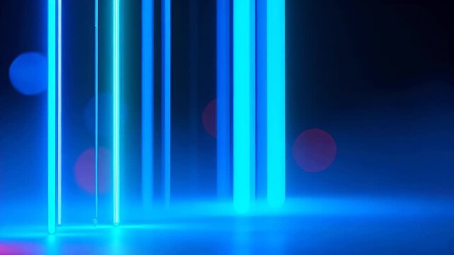 Neon light vertical lines and bokeh