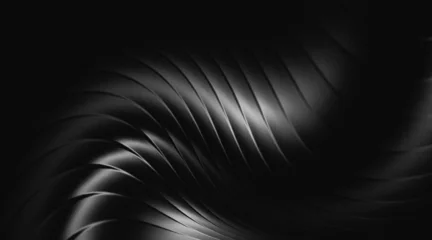 Fototapeten Fraktale Wellen Monochrome Abstract black and white smooth gradient ribbed glass background waves.   © arjudin