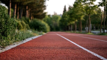 Obraz premium An uplifting outdoor running track scene featuring natural textures and vibrant colors under a tranquil atmosphere