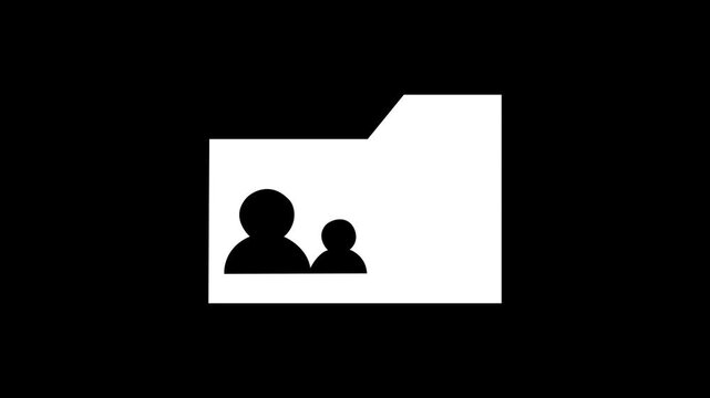 Folder avatar user icon. Simple line, outline vector of icons for ui and ux, website or mobile application. white color icon on black background.