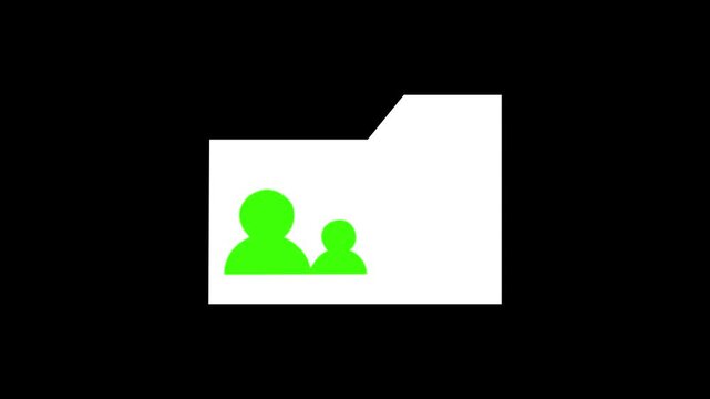 Folder avatar user icon. Simple line, outline vector of icons for ui and ux, website or mobile application. white and green color icon on black background.