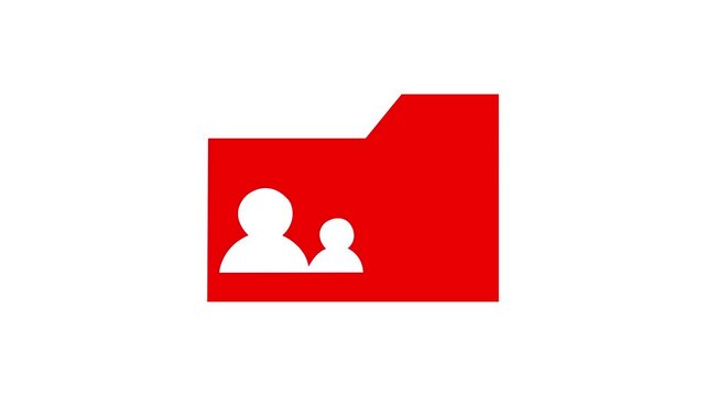 Folder avatar user icon. Simple line, outline vector of icons for ui and ux, website or mobile application. Red color icon on white background.