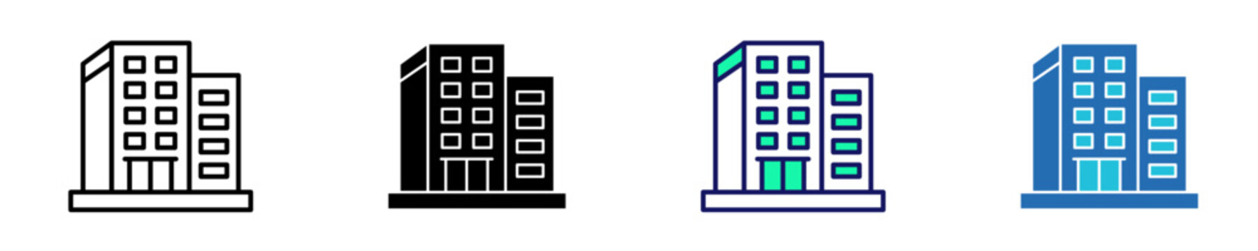 Corporate Building Icon Set Multiple Style Collection