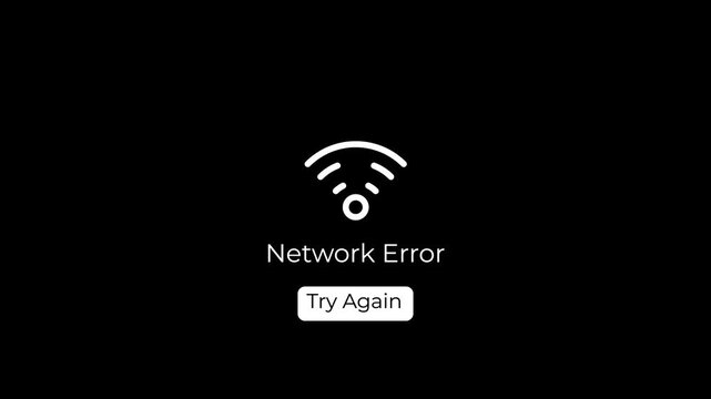Generic Wireless Connection Error Interface Animation with Retry Button on Dark Background.