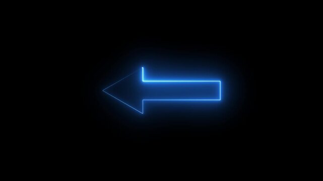 Modern glowing neon arrow icon with a vibrant illuminated effect on a dark background. Ideal for user interface design, web applications, navigation, mobile apps, technology