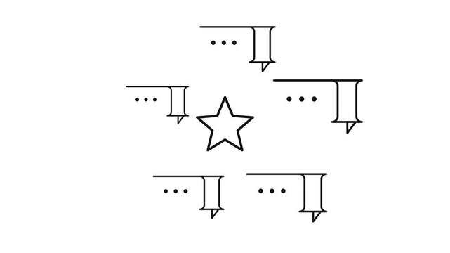 Minimalist star animation with pulsing speech bubbles for social media and ui motion speech bubble notification