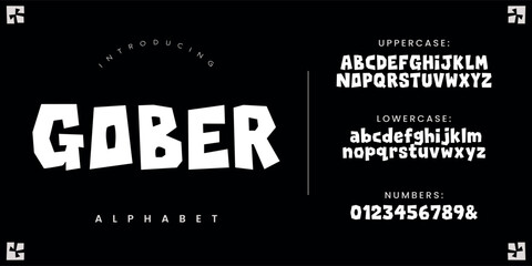 Gober geometric blocky font abstract paper cut playful childish alphabet © Kiki