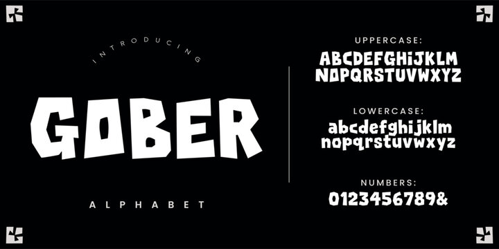 Gober geometric blocky font abstract paper cut playful childish alphabet