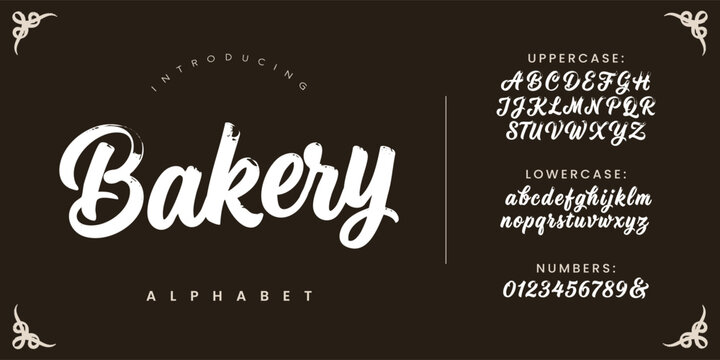 Bakery elegant dry brush script font with textured handwritten calligraphy for food branding