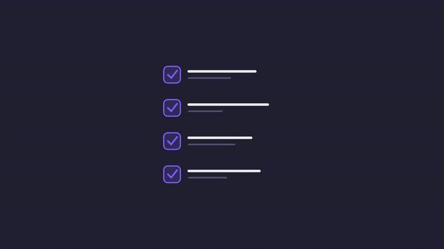 Check List Web Template 4k Animation Neon Soft Purple Dark UI Dashboard Task Tracker Screen 4K