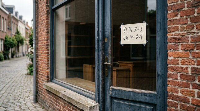 Help Wanted Sign on Shop Door &mdash; Labor Shortage and Hiring Concept Stock Photo