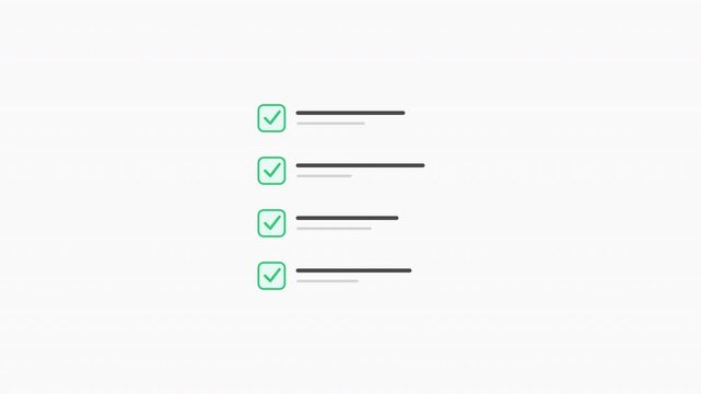 Check List Web Template 4k Animation Sequential Checkbox Green Accent Completion UI Web Template 4K