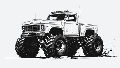 Large White Pickup Truck with Tires. © Cctv