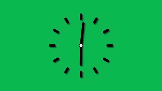 Simple Analog Clock with Black Hands Indicating Time on a Green Background image photo