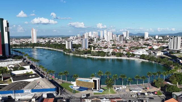 Campina Grande Skyline In Campina Grande Paraiba Brazil. Aerial View Of Green Space Surrounded By Lush Forest Trees. Business Sky Downtown Cityscape. Business Downtown Panoramic.