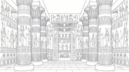 Naklejka premium Ancient Egyptian Temple Interior with Hieroglyphs and Columns