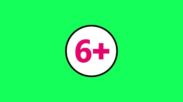 Bright Green Background With A White Circle Containing The Number 6 Plus In Pink age restriction rating