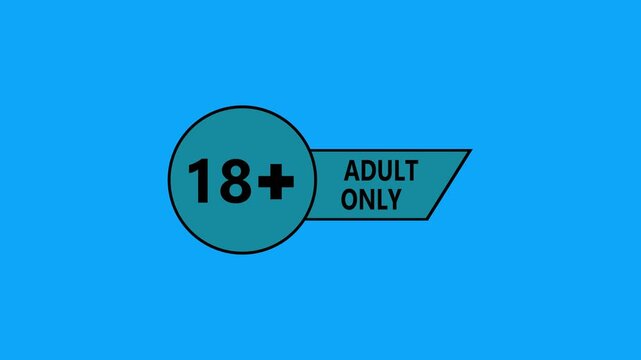 Teal 18 Plus Adult Only Sign With Black Border On Blue Background age restriction warning