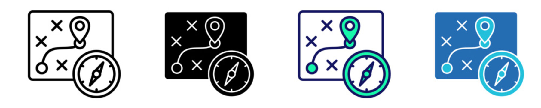 Navigation Map Icon Set Multiple Style Collection
