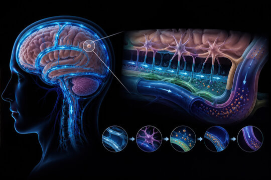 Glymphatic System and Brain Waste Clearance Medical Illustration