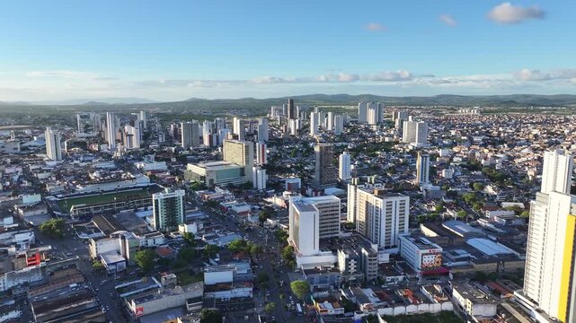 Sunset Caruaru Skyline In Caruaru Pernambuco Brazil. Aerial View Of A High-Rise Buildings And Traffic Showcasing Urban Life. Building Industrial Skyline Skyscrapers Awesome.