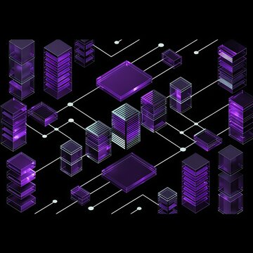 Abstract isometric data network topology with server nodes isometric technology connection topology computing infrastructure database information abstract communication