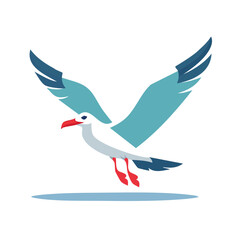 Obraz premium Flat illustration of a seagull in flight