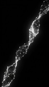 A glowing data helix spans a dark digital canvas tonight gracefully