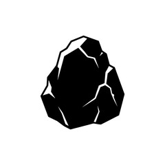 Single faceted rock or boulder solid black vector © EngAhmedPixel