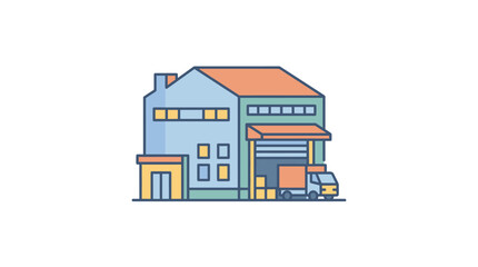 Fototapeta premium House with garage and delivery truck.