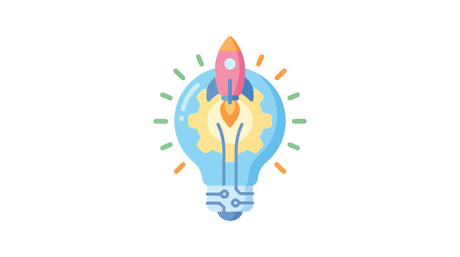 Rocket ship inside a light bulb.