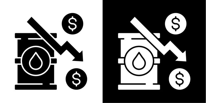 Oil Crash Icon Set White Glyph Style Collection