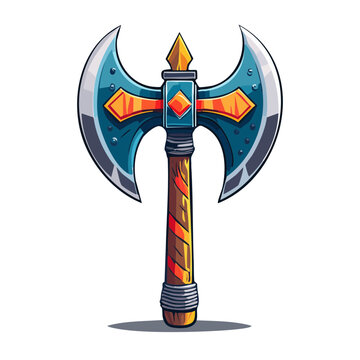Cartoon double headed battle axe vector illustration