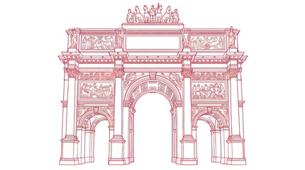 Ornate Triumphal Arch Illustration - Classic Architecture Design Sketch © roziah
