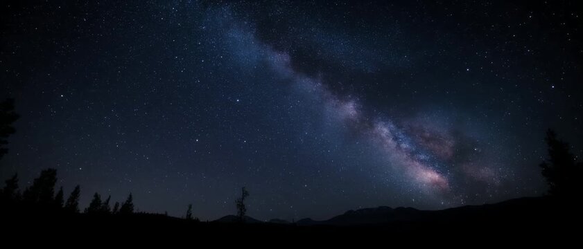 Milky Way Galaxy and Star Trails Night Sky Time Lapse Composite