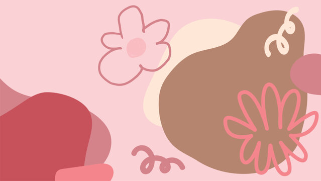 Abstract floral shapes in pink desktop wallpaper vector