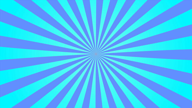 A vibrant vector illustration featuring a classic pop art comic style sunburst pattern. Alternating bright cyan and purple rays radiate outward from a central point, creating a dynamic, retro-themed b