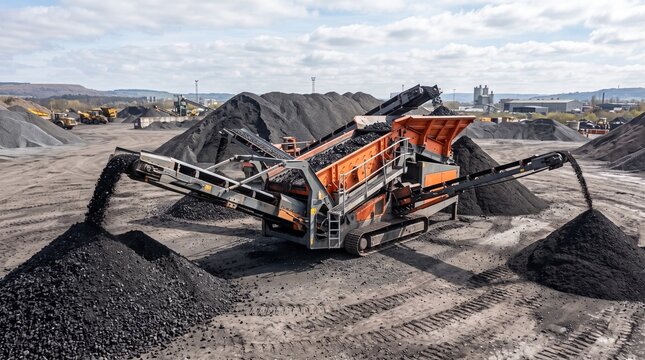 Heavy machinery in industrial mining operation.