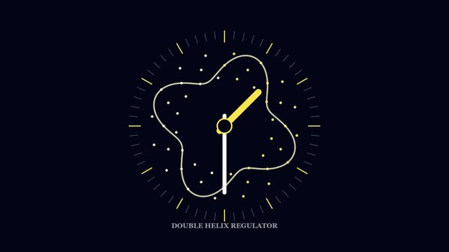 Abstract double helix regulator clock animation, minimalist science time concept, futuristic data motion
