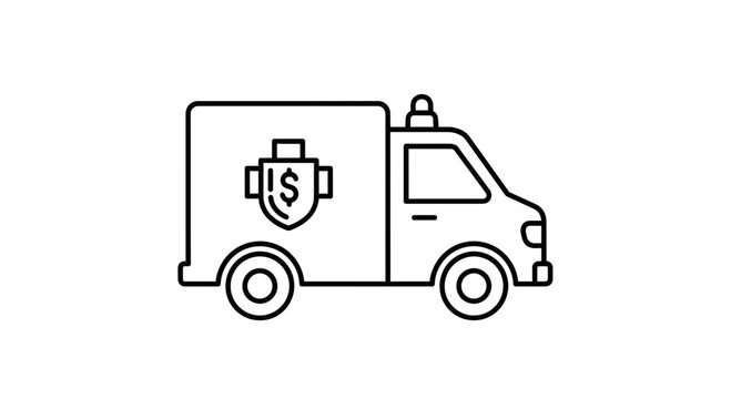 Armored Truck Icon, Security Vehicle, Money Transport, Financial Service, Protection Symbol