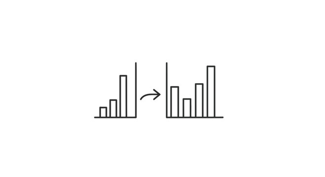 Bar chart comparison icon, data analysis, business growth, trend change, statistics concept