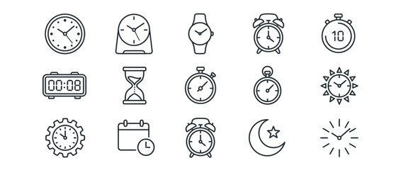 Fototapeta premium Modern Minimalist Time and Measurement Line Icon Set for Interface Design