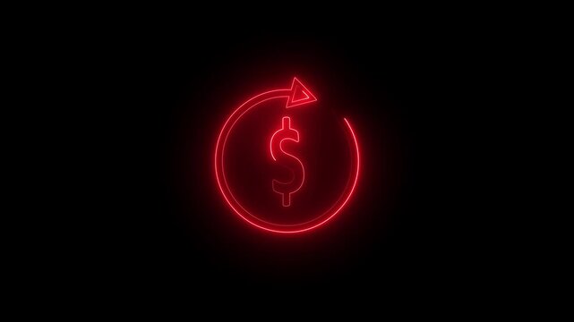 neon Financial exchange and money circulation concept represented by circular arrows indicating a continuous loop around a dollar sign symbol