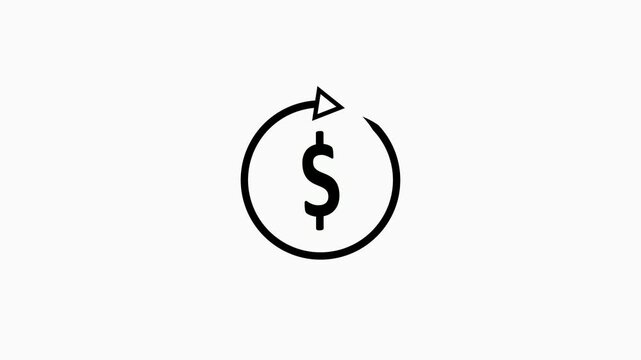 Financial exchange and money circulation concept represented by circular arrows indicating a continuous loop around a dollar sign symbol