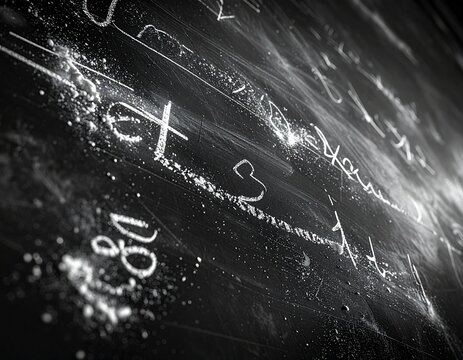 Abstract black and white scratches on dark surface.